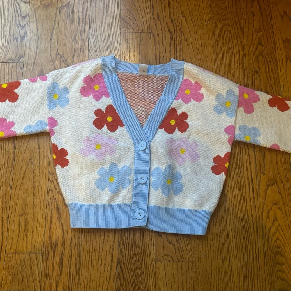 Old Navy Floral Kids Sweater - Blue, Red, Pink, Yellow Girls Size 6